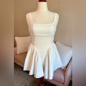 The Vintage Shop Mini Dress White Fit & Flare Open Bow Tie Back Women’s S Ballet